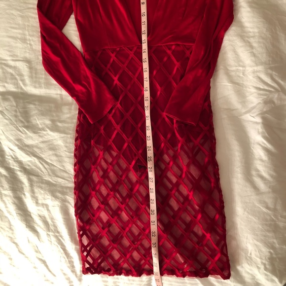 Red long Sleeve Bodycon Dress - Picture 3 of 8